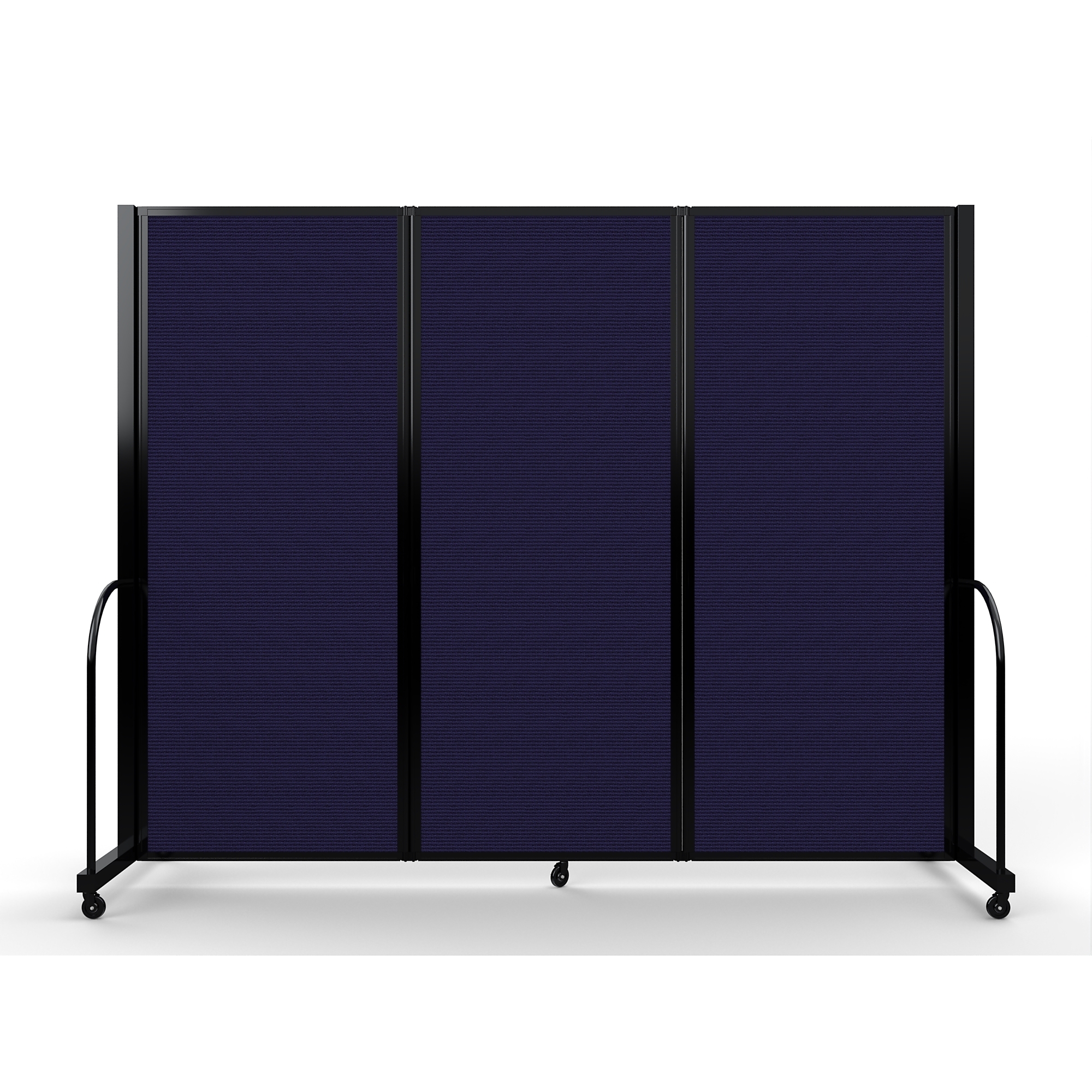 Screenflex Full Motion Divider — 6ft. 10in. x 8ft. 7in., Black Frame, Navy, Model# FSH-6103-B-DV